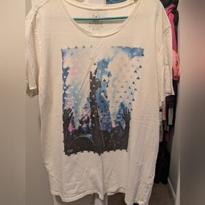 Express White T-Shirt with Blue and Black Graphic